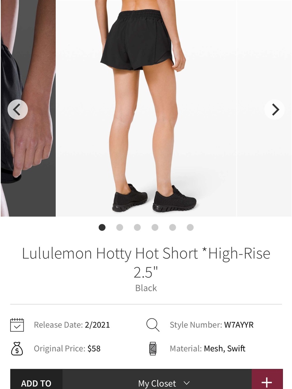 Lululemon Hotty Hot Shorts Black Shorts High-Rise 2.5 size 8 - Picture 2 of 6